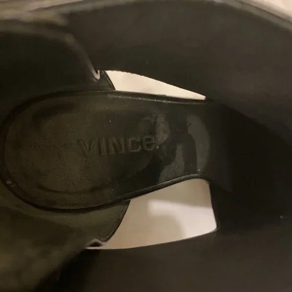 Vince Katia Black Women's Wedge Pump Heels Shoes Leather - Picture 5 of 8